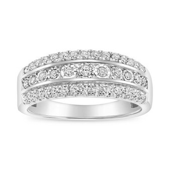 Diamond Three Row Band (1/2 ct. t.w.) in 14k White Gold