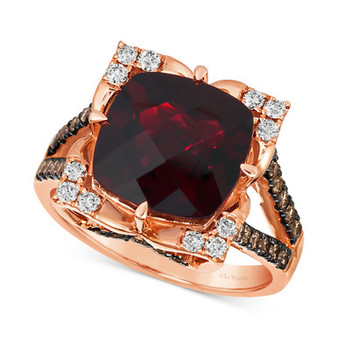 Pomegranate Garnet (5-1/4 ct. t.w.) & Diamond (5/8 ct. t.w.) Statement Ring in 14k Rose Gold