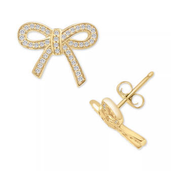 Diamond Bow Earrings (1/4 ct. t.w.) in 14k Gold, Rose Gold, or White Gold, Created for Macy's