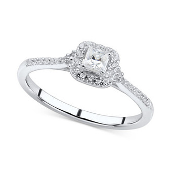 Diamond Princess Halo Ring (1/3 ct. t.w.) in 14k White Gold