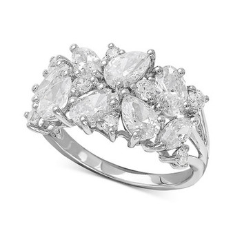Cubic Zirconia Cluster Ring in Sterling Silver