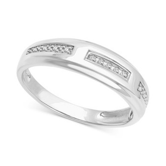 Men's Diamond Accent Wedding Band in 14k White Gold