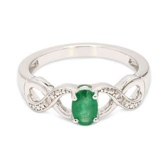 Emerald (1/2 ct. t.w.) & Diamond Accent Twist Ring in Sterling Silver
