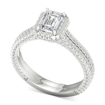 IGI Certified Diamond Emerald-Cut Double Row Engagement Ring (1-3/4 ct. t.w.) in Platinum