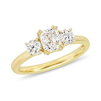 Certified Diamond (1 1/2 ct. t.w.) 3-Stone Engagement Ring in 14k Yellow Gold
