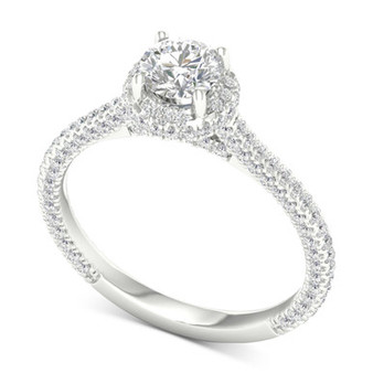 IGI Certified Diamond Halo Engagement Ring (1-1/3 ct. t.w.) in Platinum