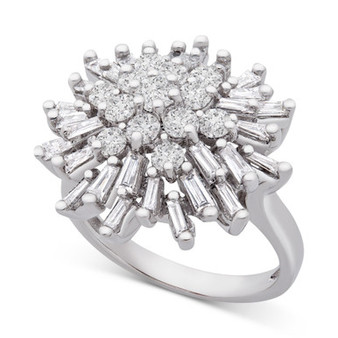 Diamond Starburst Cluster Ring (1-1/2 ct. t.w.) in 14k White Gold, Created for Macy's