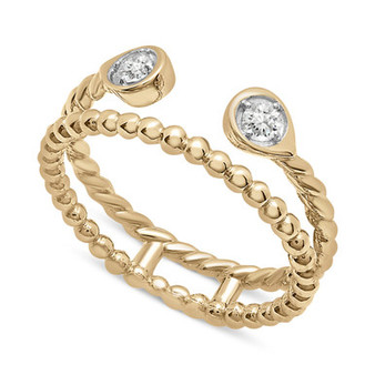 Diamond Double Band Cuff Ring (1/6 ct. t.w.) in 10k Gold, Created for Macy's