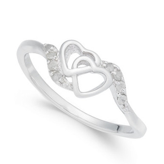 Diamond Interlocked Heart Ring (1/10 ct. t.w.) in Sterling Silver