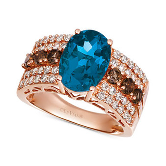 Multi-Gemstone (4-1/4 ct. t.w.) & Diamond (5/8 ct. t.w.) Ring in 14k Rose Gold