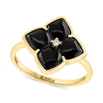 EFFY® Onyx & Diamond Accent Flower Ring in 14k Gold