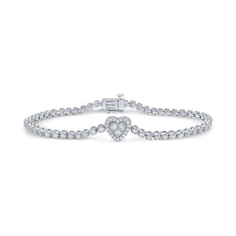 Diamond Heart Bracelet (2 ct. t.w.) in 10k White Gold