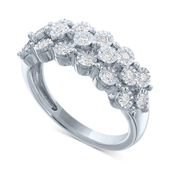 Lab-Created Diamond Cluster Ring (1/2 ct. t.w.) in Sterling Silver
