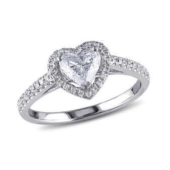 Certified Diamond (7/8 ct. t.w.) Heart-Shape Halo Engagement Ring in 14k White Gold