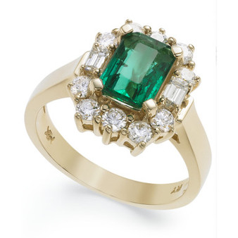 14k Gold Ring, Emerald (1-5/8 ct. t.w.) and Diamond (3/4 ct. t.w.) Ring