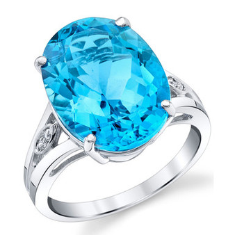 Blue Topaz (12 ct. t.w.) & Diamond Accent Ring in Sterling Silver