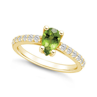 Peridot (1 Ct. T.W.) and Diamond (1/3 Ct. T.W.) Ring in 14K Yellow Gold