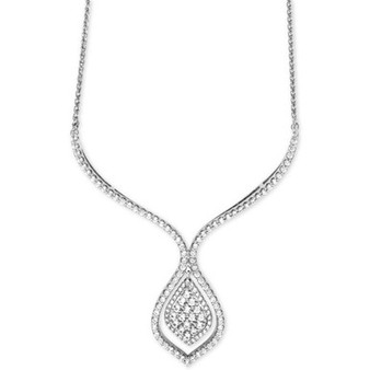 Diamond Statement Necklace (1-1/2 ct. t.w.) in 14k White Gold, Created for Macy's