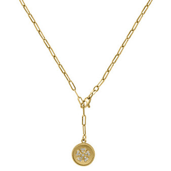 EFFY® Diamond Flower Disc 18" Pendant Necklace (1/5 ct. t.w.) in 14k Gold