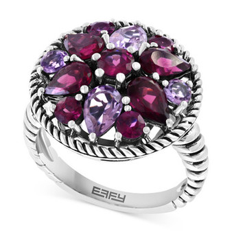 EFFY® Amethyst (1-5/8 ct. t.w.) & Rhodolite (3-5/8 ct. t.w.) Cluster Ring in Sterling Silver