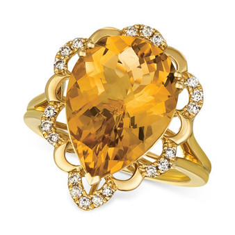 Cinnamon Citrine (6-1/4 ct. t.w.) & Nude Diamonds (1/5 ct. t.w.) Statement Ring in 14k Gold