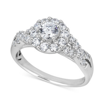 Diamond Twist Halo Engagement Ring (1 ct. t.w) in 14K White Gold