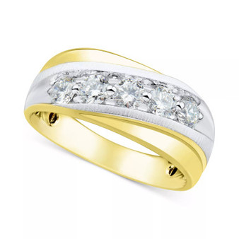 Men's Lab Grown Diamond Diagonal Band (1 ct. t.w.) in 10k Gold