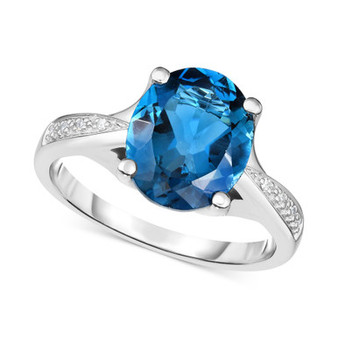 London Blue Topaz (3-5/8 ct. t.w.) & Diamond Accent Ring in 14k White Gold