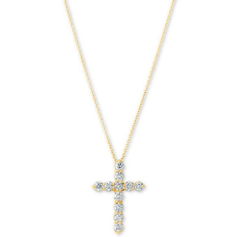 Certified Diamond Cross Pendant Necklace (1 ct. t.w.) in 14k Gold, 16" + 2" extender