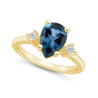 London Blue Topaz and Diamond Ring (2-1/2 ct.t.w and 1/10 ct.t.w) 14K Yellow Gold