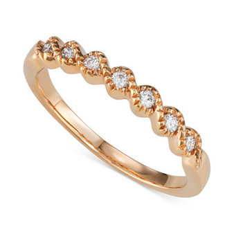 Diamond Beaded Band (1/8 ct. t.w.) in 14k Rose Gold