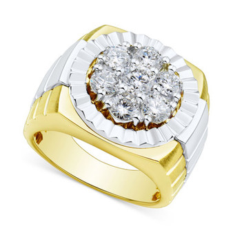 Men's Lab Grown Diamond Cluster Ring (2 ct. t.w.) in 10k Two-Tone Gold