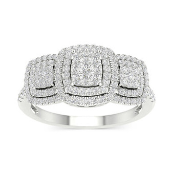 Diamond Triple Halo Cluster Ring (1/2 ct. t.w.) in 10k White Gold