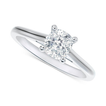Diamond Cushion-Cut Cathedral Solitaire Engagement Ring (1/2 ct. t.w.) in 14k White Gold