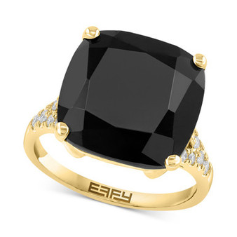 EFFY® Onyx & Diamond (1/5 ct. t.w.) Statement Ring in 14k Gold