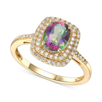 Citrine (1-1/8 ct. t.w.) & Diamond (1/4 ct. t.w.) Statement Ring in 14k Yellow Gold (Also in Mystic Topaz & London Blue Topaz)