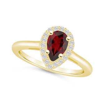 Garnet (1-1/10 ct. t.w.) and Diamond (1/5 ct. t.w.) Halo Ring in 14K Yellow Gold