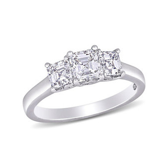 Asscher-Cut Certified Diamond (1 1/2 ct. t.w.) 3- Stone Engagement Ring in 14k White Gold