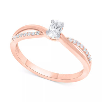 Diamond Oval-Cut Swirl Solitaire Engagement Ring (1/4 ct. tw) in 14k White, Yellow or Rose Gold