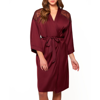 Women's Forrest Stretch Satin and Lace Short Robe