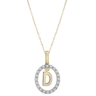 Diamond Initial "D" 18" Pendant Necklace (1/10 ct. t.w.) in 14k Gold, Created for Macy's