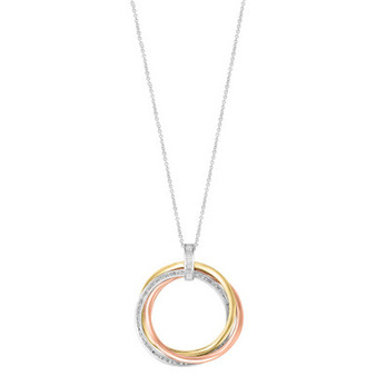 EFFY® Diamond Circle 18" Pendant Necklace (5/8 ct. t.w.) in 14k Tricolor Gold