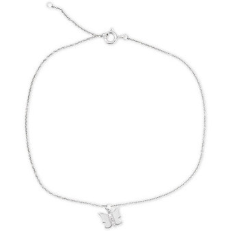 Diamond Accent Butterfly Ankle Bracelet in Sterling Silver