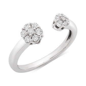 Diamond Flower Cluster Cuff Ring (1/4 ct. t.w.) in 14k White Gold, Created for Macy's