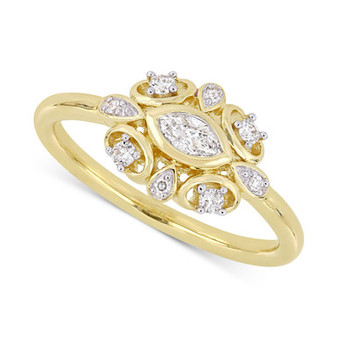 Diamond Marquise Cluster Engagement Ring (1/4 ct. t.w.) in 14k Gold