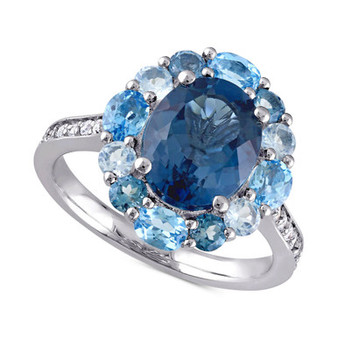 Blue Topaz Oval Halo Statement Ring (5-3/8 ct. t.w.) in Sterling Silver