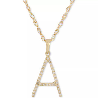Diamond (1/10 ct. t.w.) Initial Pendant Necklace in 10k Gold, 16" + 2" extender