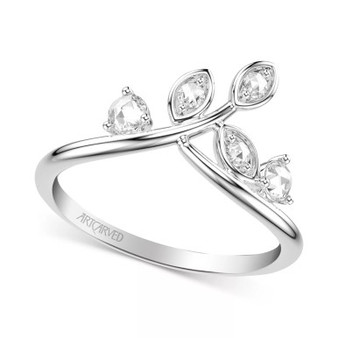 Art Carved Diamond Rose-Cut Leaf Wedding Band (1/5 ct. t.w.) in 14k White, Yellow or Rose Gold