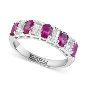 EFFY® Ruby (1-1/10 ct. t.w.) & White Sapphire (1 ct. t.w.) Statement Ring in Sterling Silver