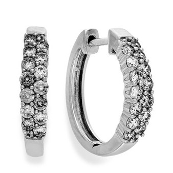 Diamond Two-Row Hoop Earrings in 14k White Gold (1/2 ct. t.w.)